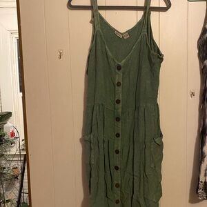 Raya Sun green button down sundress